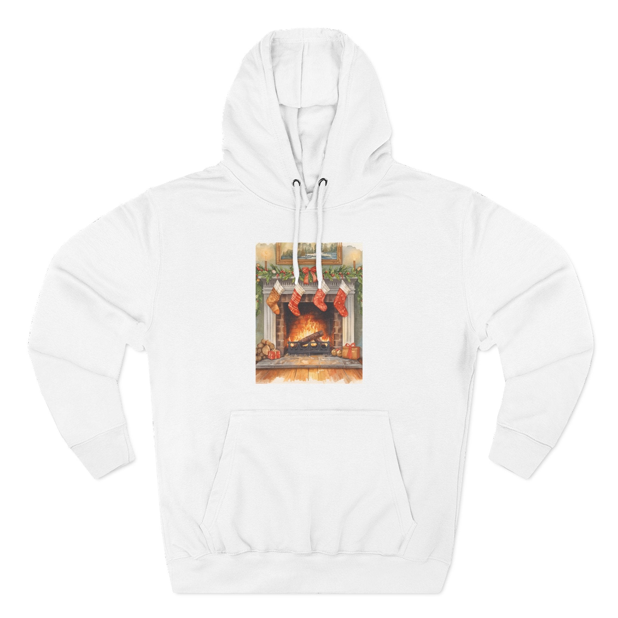 Christmas Stocking Fireplace Three-Panel Fleece Hoodie
