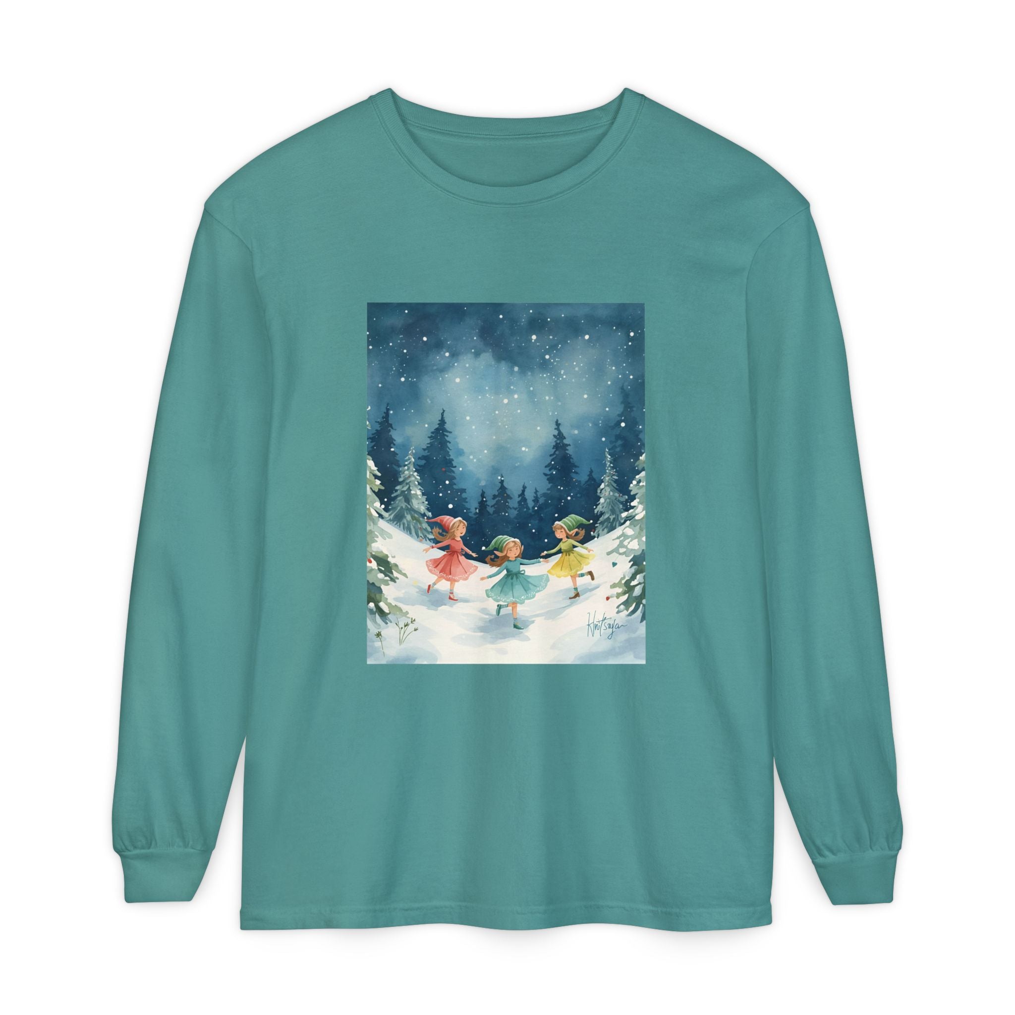 Winter Wonderland Long Sleeve T-Shirt, Cozy Graphic Tee, Perfect for Holidays, Gift for Her, Winter Apparel, Seasonal Fashion