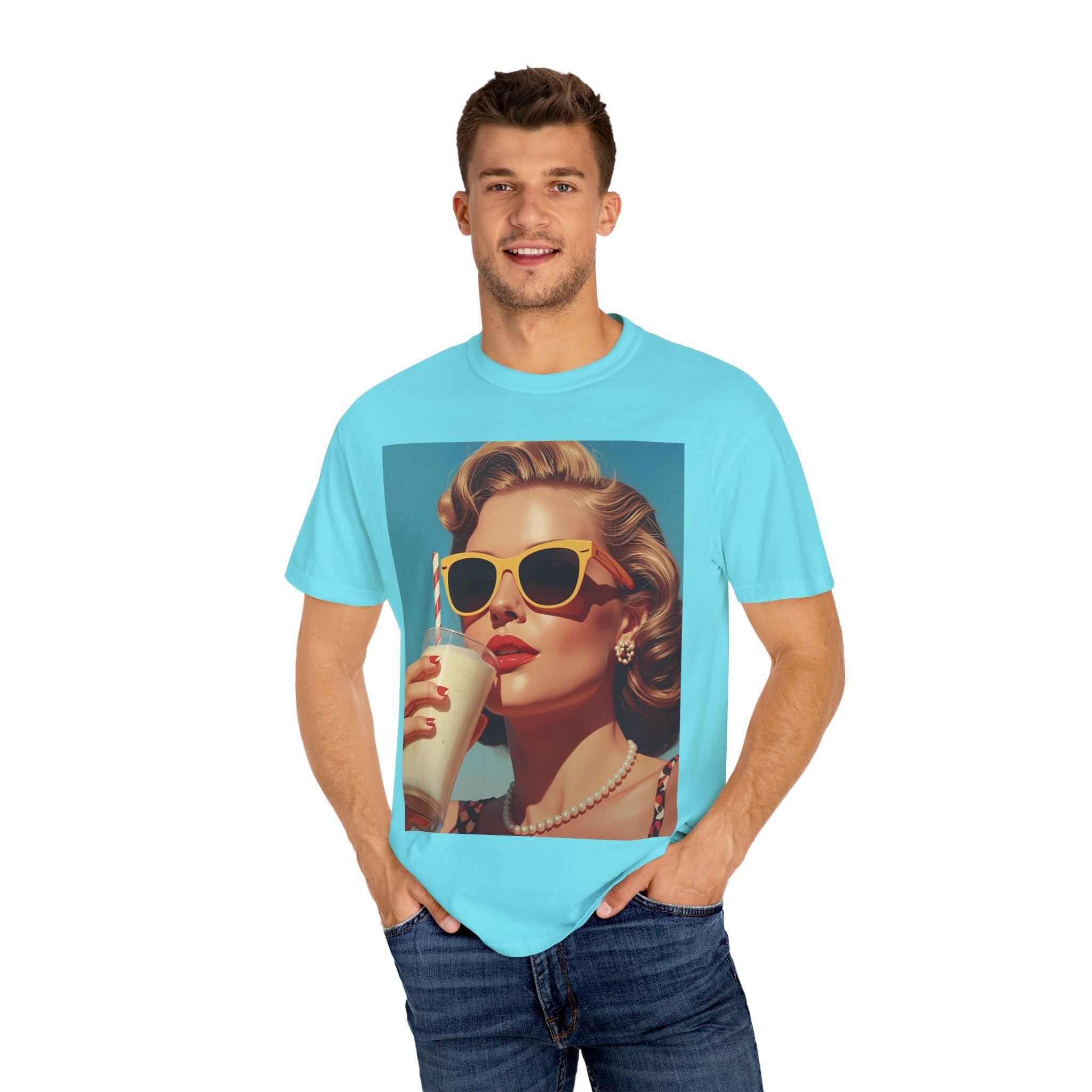 Retro Pop Art Summer Vibe T-shirt | Unisex Garment-Dyed Tee, Vintage Style Shirt, Trendy Summer Wear, Perfect Gift for Her, Casual Everyday Top