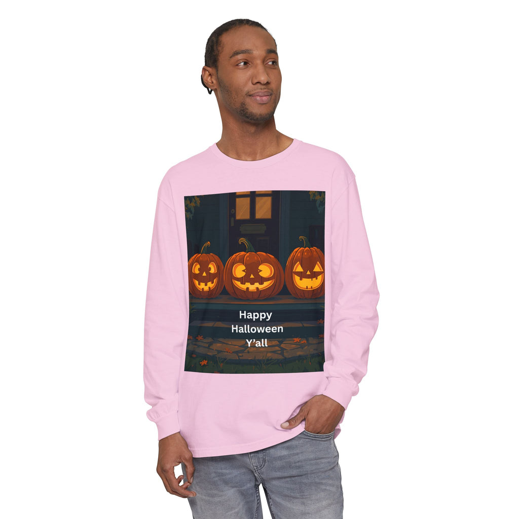 Halloween Pumpkin Long Sleeve T-Shirt, Fall Apparel, Comfortable Shirt, Unisex Halloween Tee, Seasonal Gift, Spooky Vibes