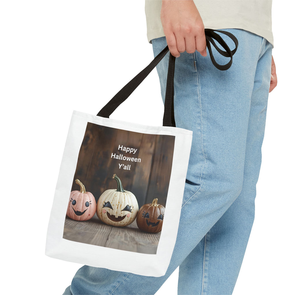 Happy Halloween Pumpkin Tote Bag, Halloween Gift, Trick or Treat Bag, Fall Tote, Spooky Season Decor, Fun Autumn Accessory