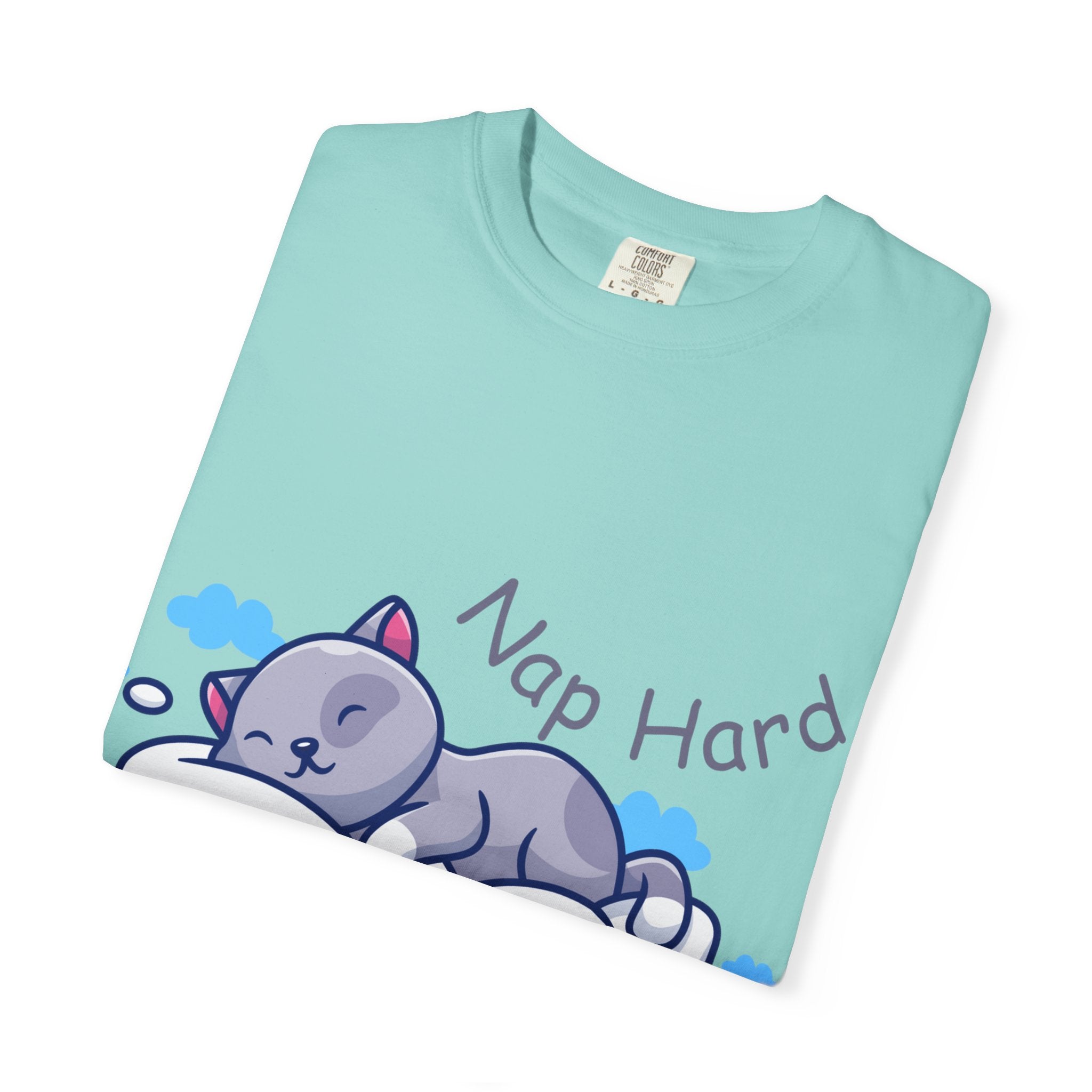Cozy Cat Nap Hard Unisex Garment-Dyed T-shirt, Cat Lover Gift, Cozy Casual Tee, Funny Nap Shirt, Perfect for Pet Owners, Lightweight Summer Top