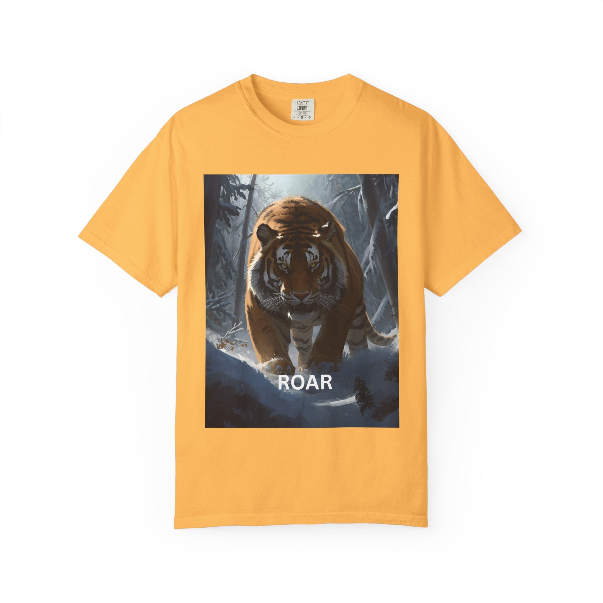 Tiger Roar Snow Unisex T-Shirt, Animal Lover Gift, Wildlife Tee, Casual Wear, Adventure Shirt, Nature Inspired Apparel