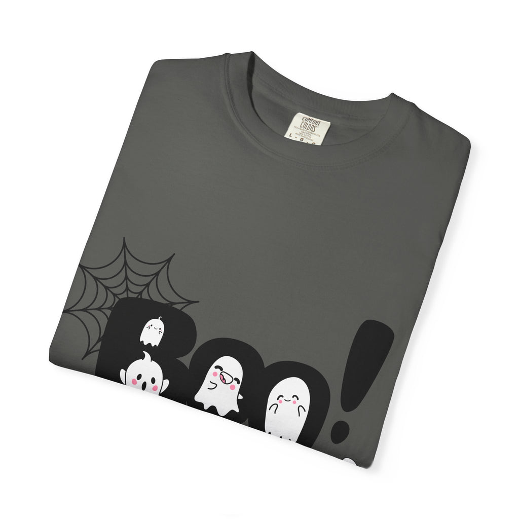 Halloween Boo T-Shirt, Unisex Garment-Dyed Tee, Spooky Costume, Fall Apparel, Trick or Treat Shirt, Ghost Print Top