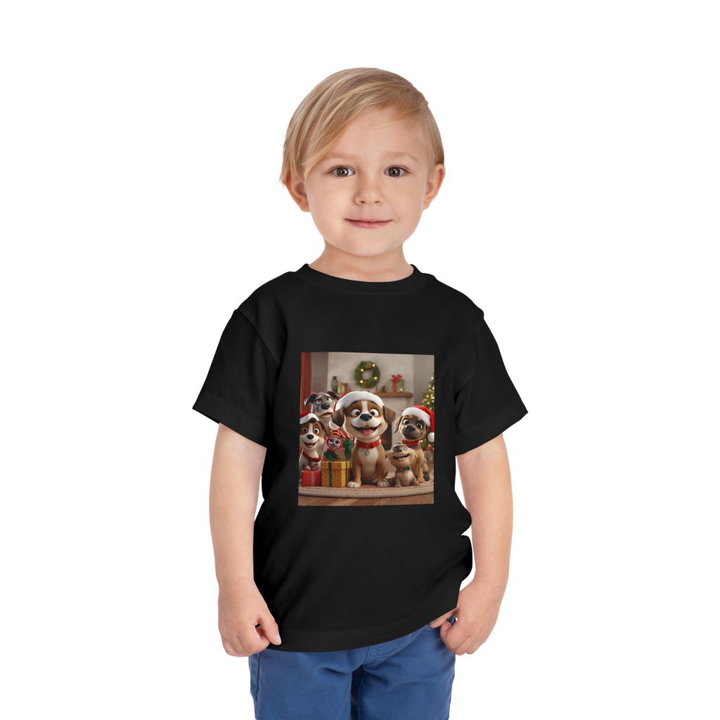 Cute Christmas Festive Puppy Toddler Tee, Cute Dog Christmas Shirt, Kids Holiday Clothing, Animal Lover Gift, Birthday Outfit