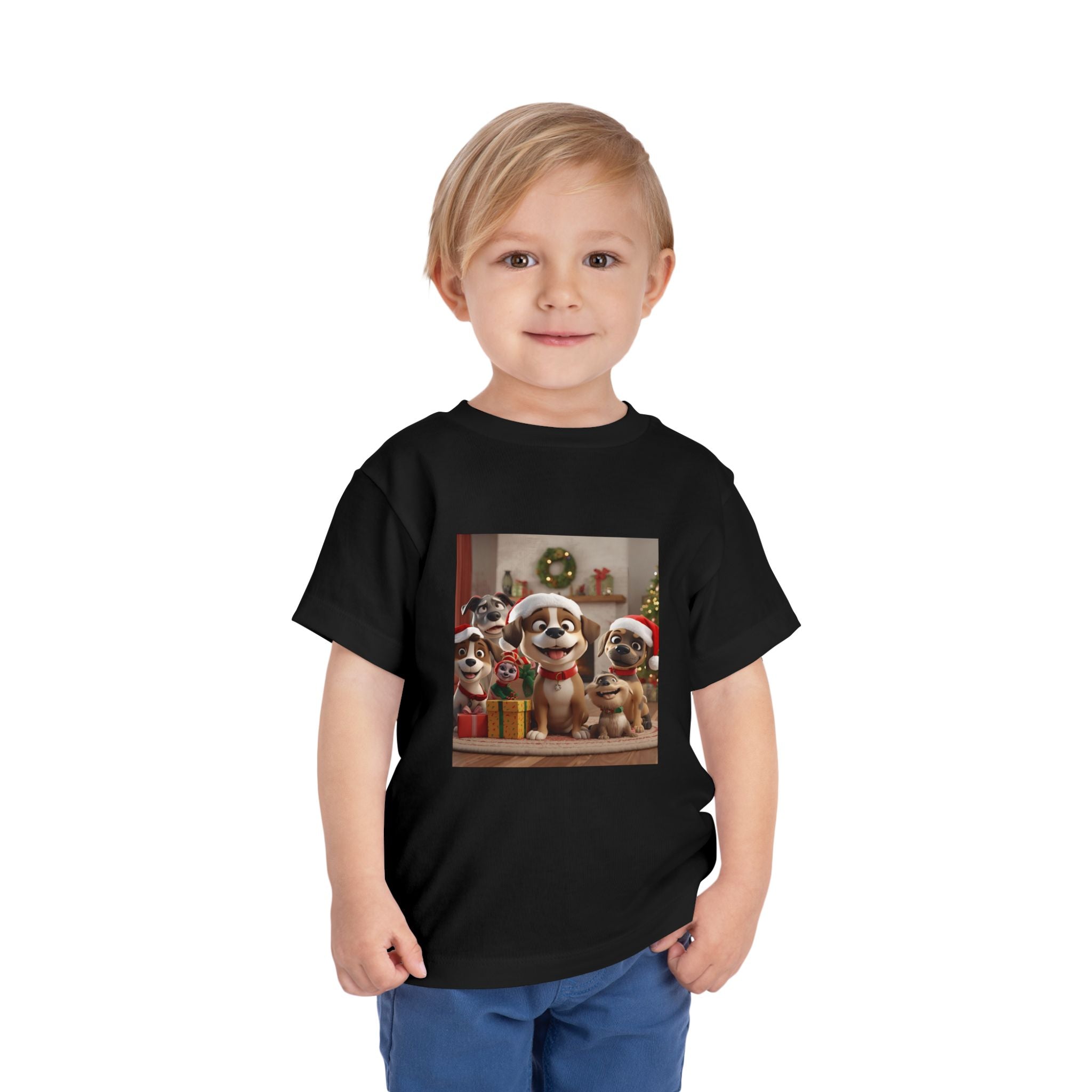 Cute Christmas Festive Puppy Toddler Tee, Cute Dog Christmas Shirt, Kids Holiday Clothing, Animal Lover Gift, Birthday Outfit