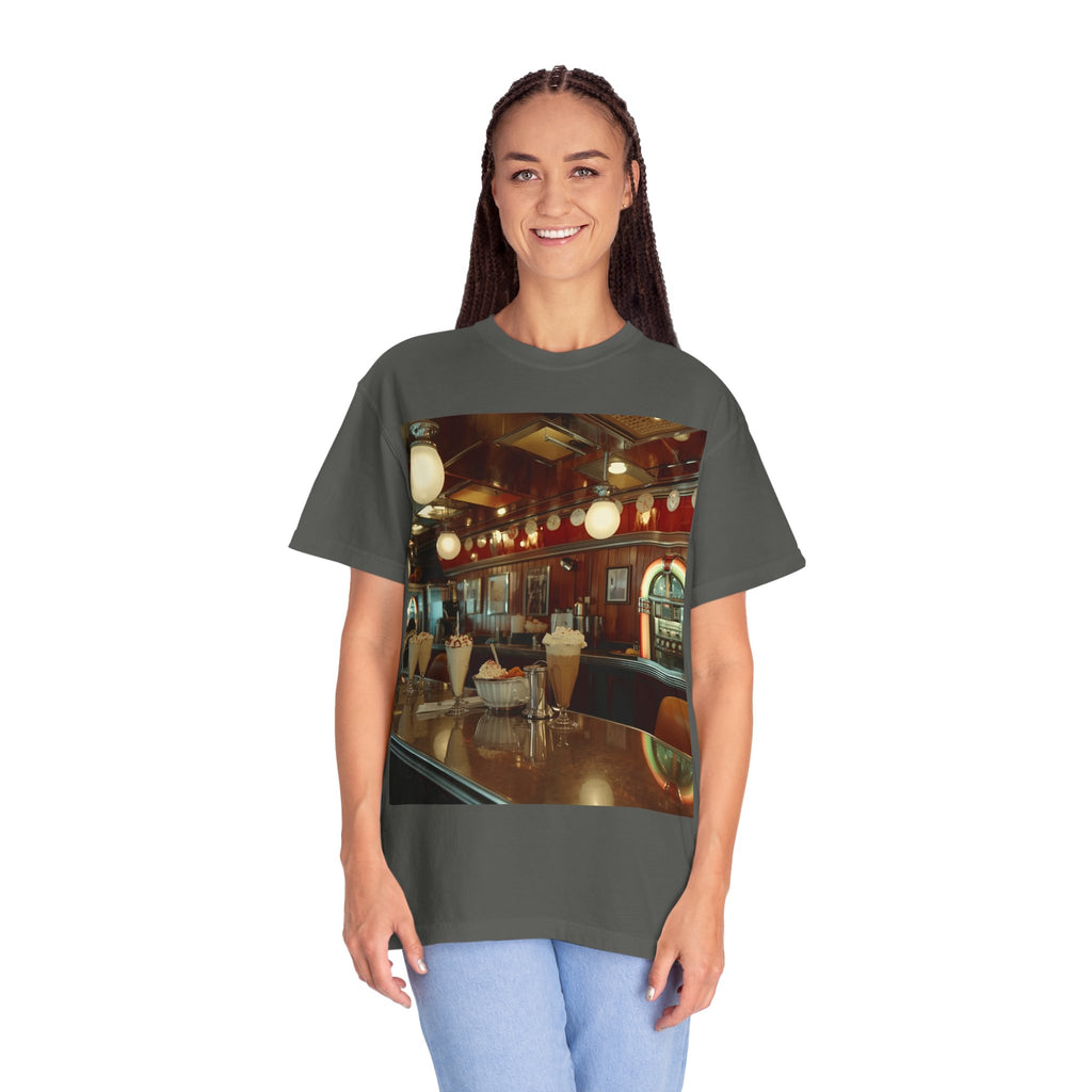 Cozy Vintage Café Vibe Unisex T-shirt, Casual Tee, Retro Style, Gift for Coffee Lovers, Summer Fashion, Everyday Wear