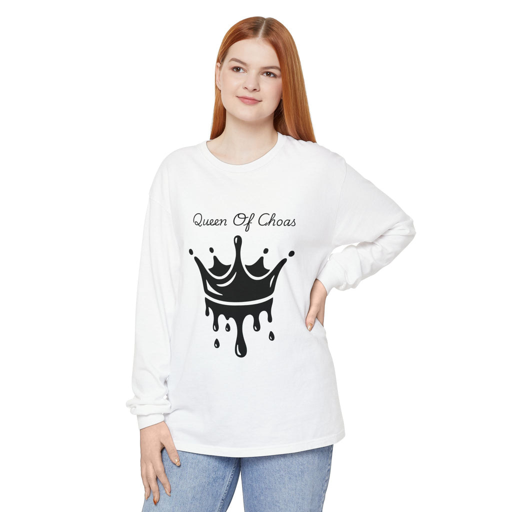 Queen of Chaos Long Sleeve T-Shirt - Stylish Unisex Apparel for Creative Souls, Casual Wear, Gift for Her, Birthday, Everyday Style