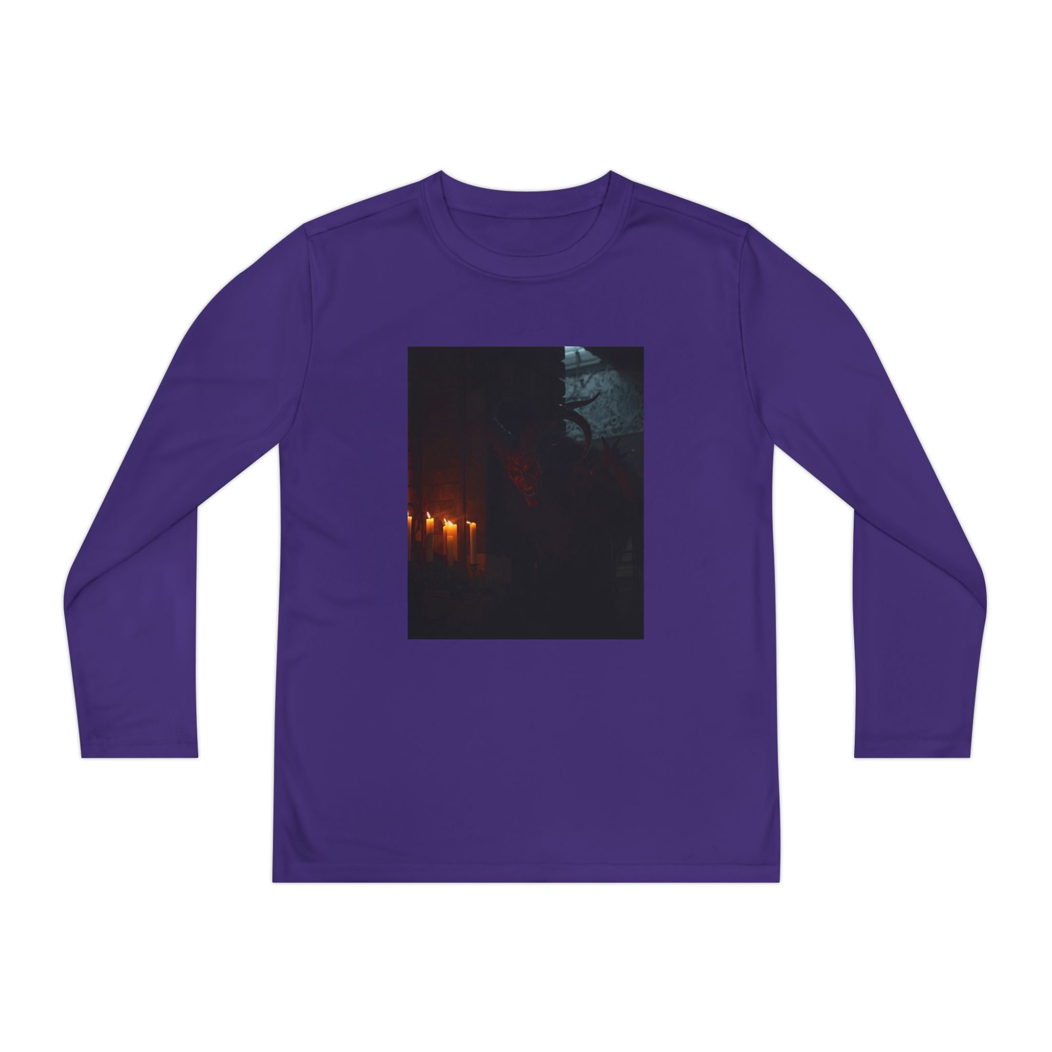 Spooky Halloween Pumpkin Shadow Youth Long Sleeve Competitor Tee