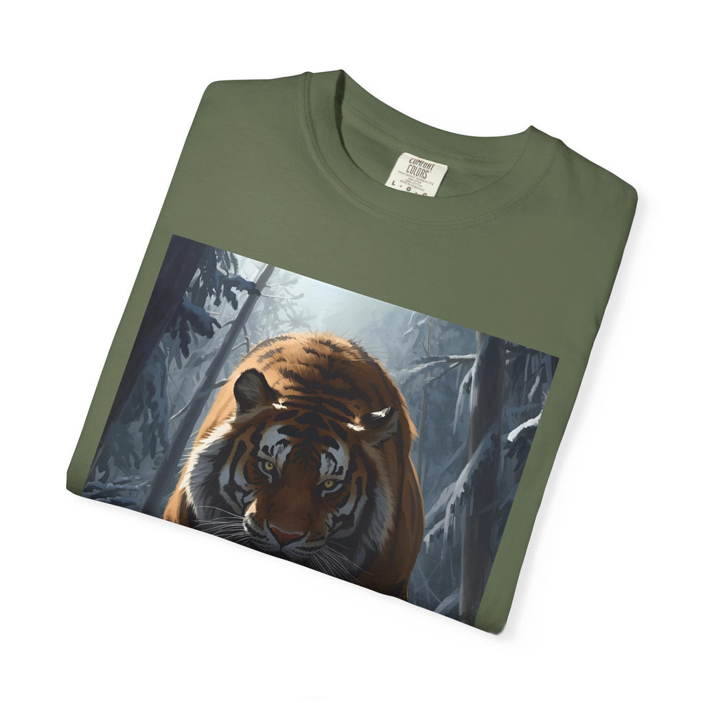 Tiger Roar Snow Unisex T-Shirt, Animal Lover Gift, Wildlife Tee, Casual Wear, Adventure Shirt, Nature Inspired Apparel