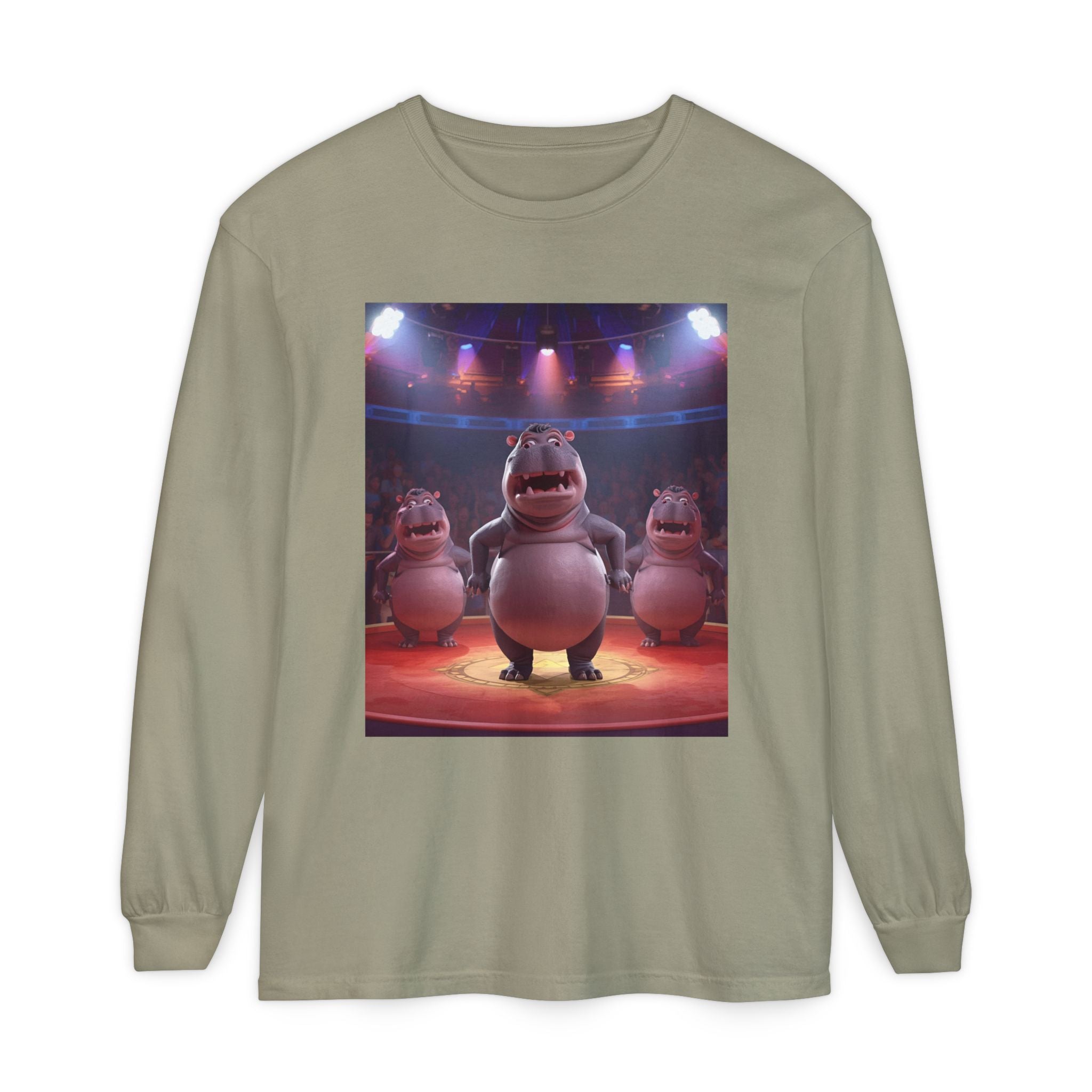 Hippo Funny Unisex Garment-dyed Long Sleeve T-Shirt
