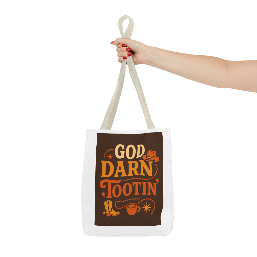 Western-Themed Tote Bag with 'God Darn Tootin' Design, Cowgirl Tote, Funny Grocery Bag, Cowboy Gift, Unique Beach Bag, Tote for Festivals