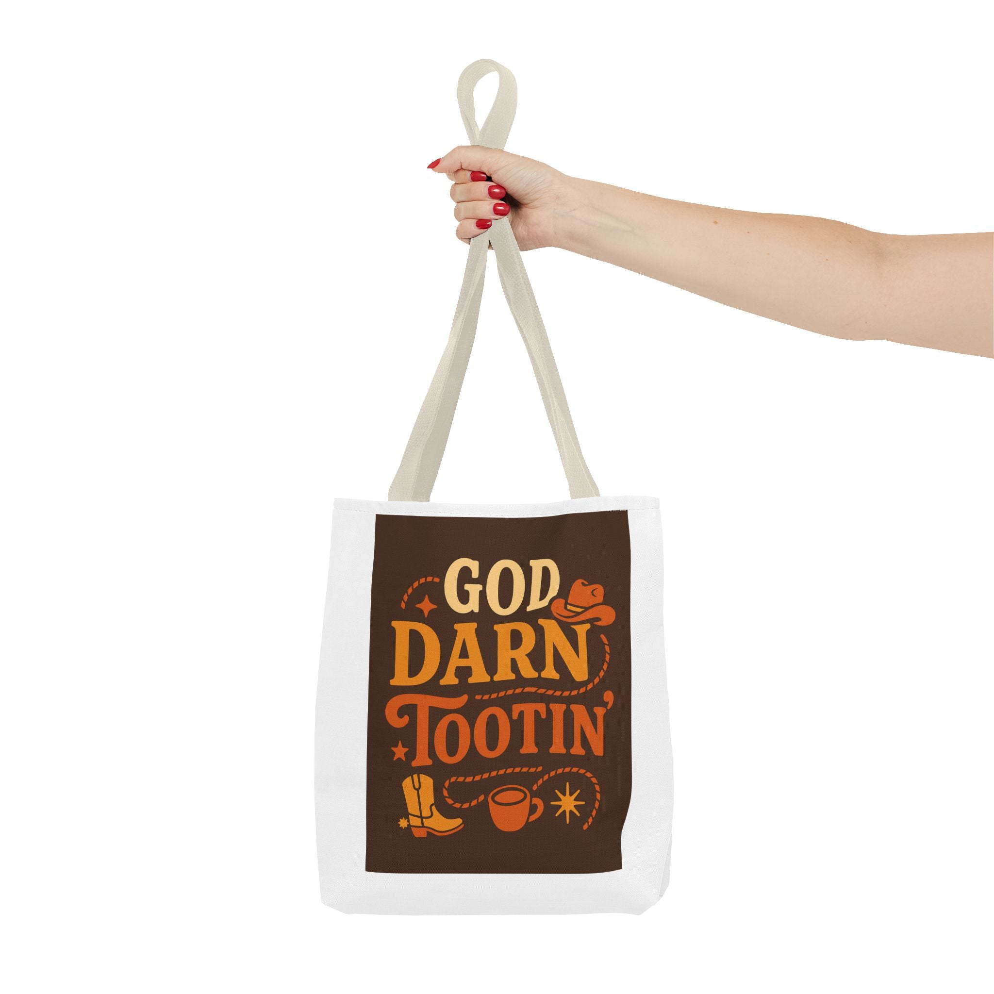 Western-Themed Tote Bag with 'God Darn Tootin' Design, Cowgirl Tote, Funny Grocery Bag, Cowboy Gift, Unique Beach Bag, Tote for Festivals