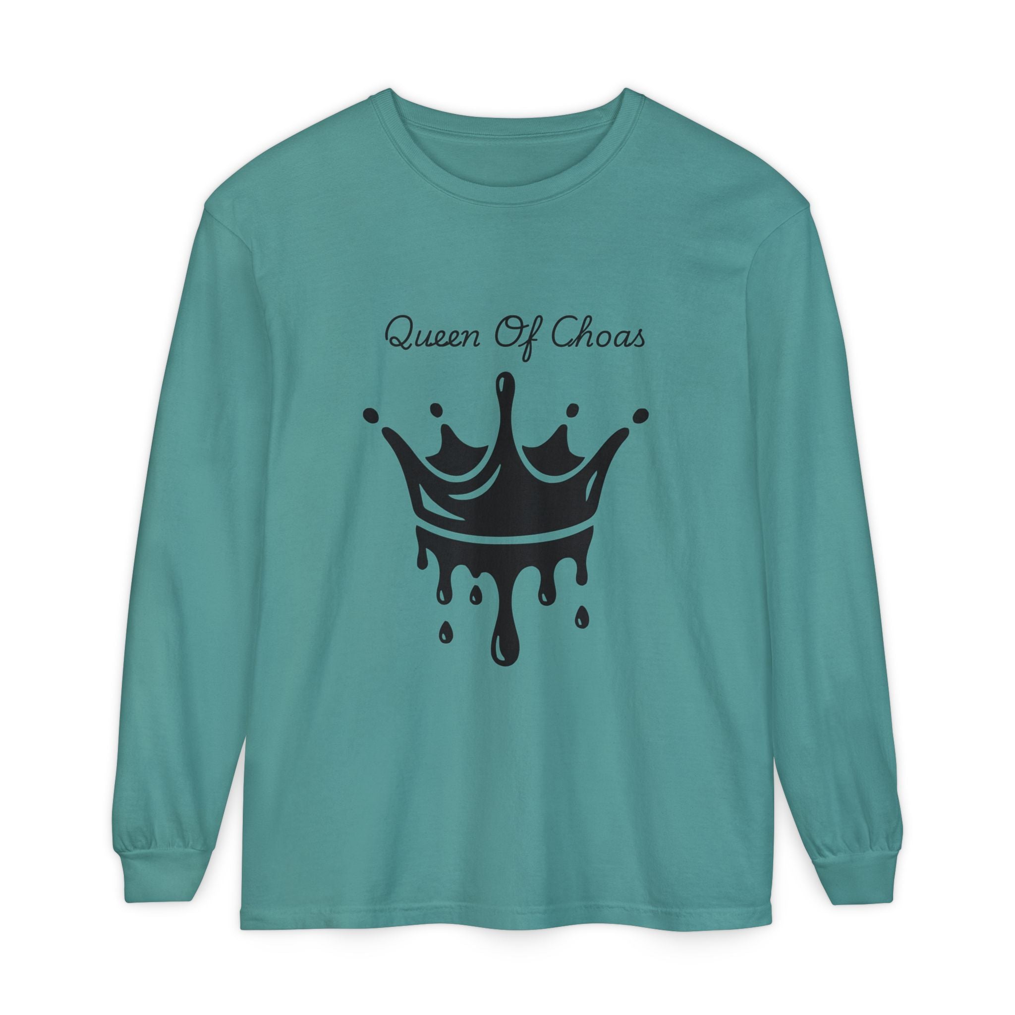 Queen of Chaos Long Sleeve T-Shirt - Stylish Unisex Apparel for Creative Souls, Casual Wear, Gift for Her, Birthday, Everyday Style