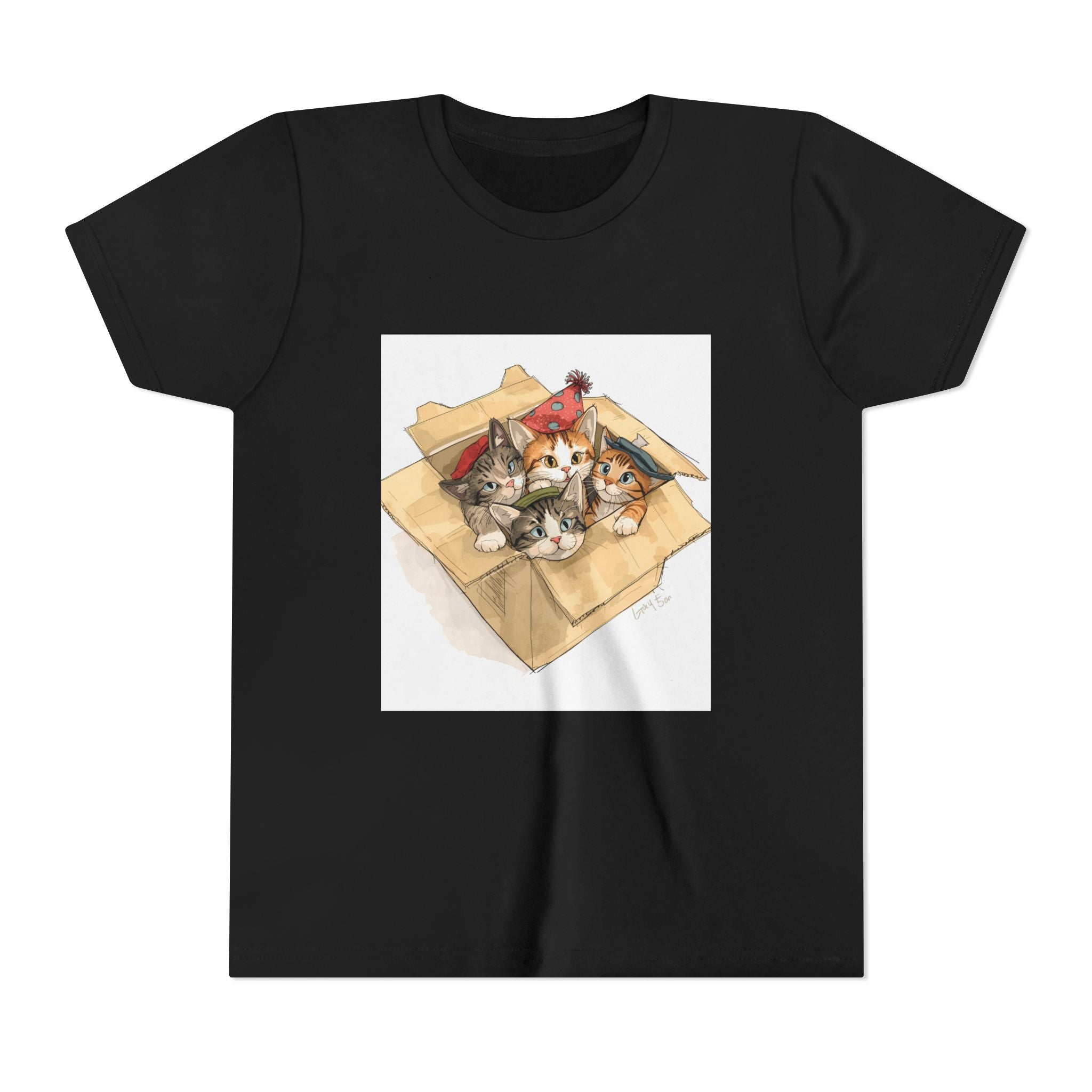 Cute Kittens In Box Youth Short Sleeve Tee