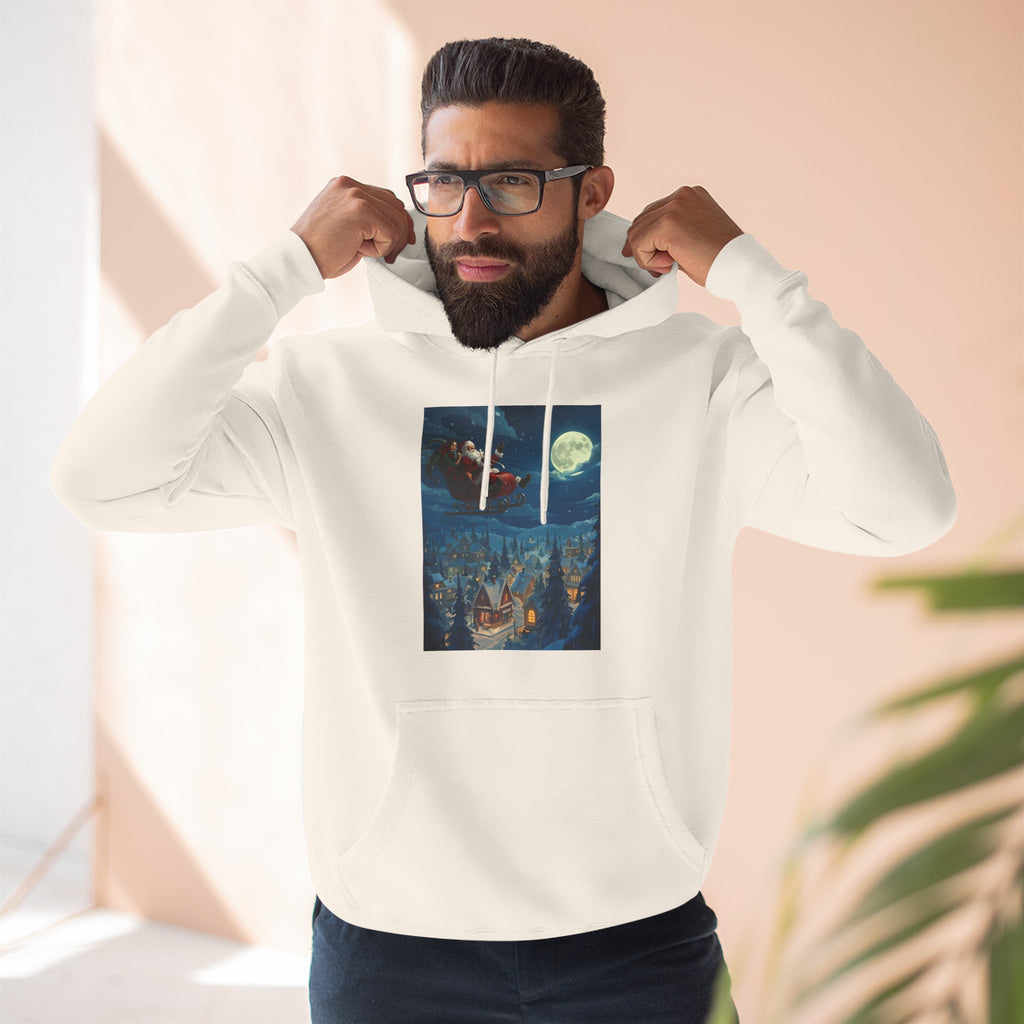 Christmas Santa Sleigh Three-Panel Fleece Hoodie