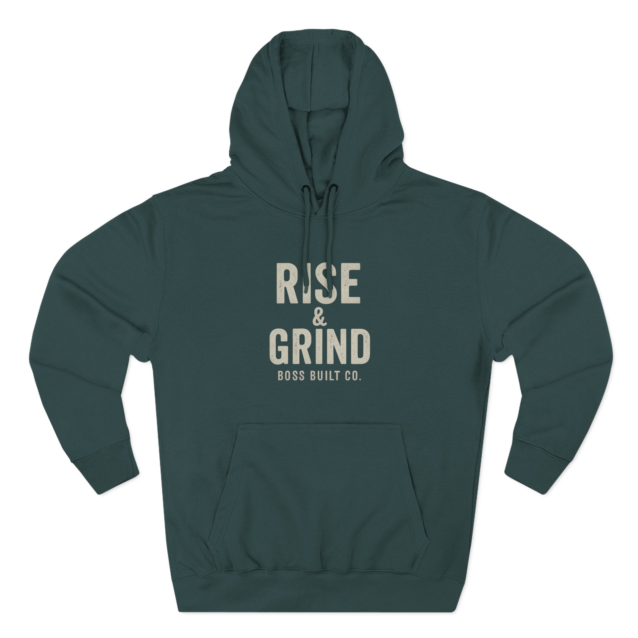 Boss Built Co Rise & Grind Hoodie — Motivational Fleece Pullover for Hustle Mindset