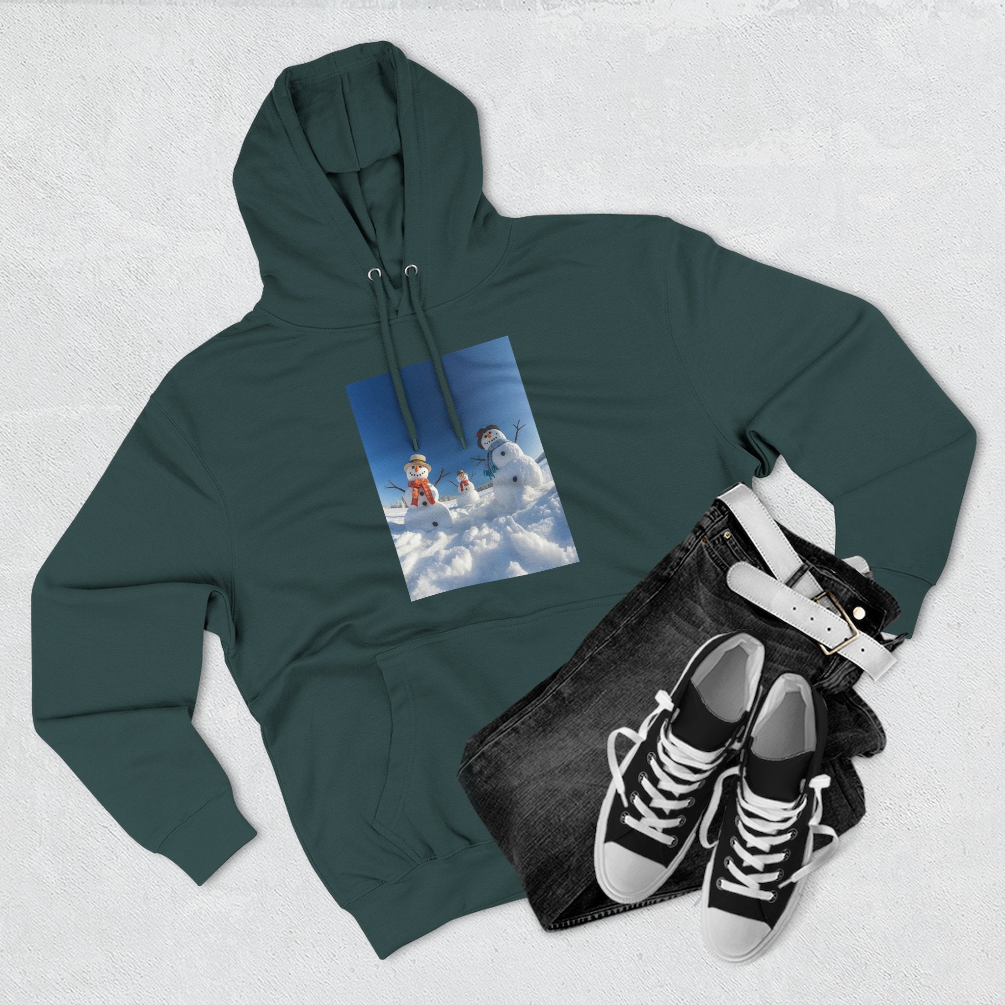 Cozy Fleece Hoodie with Fun Snowmen Design, Winter Wear, Gift for Christmas, Birthday Present, Casual Outfit, Hoodie for Snow Lovers