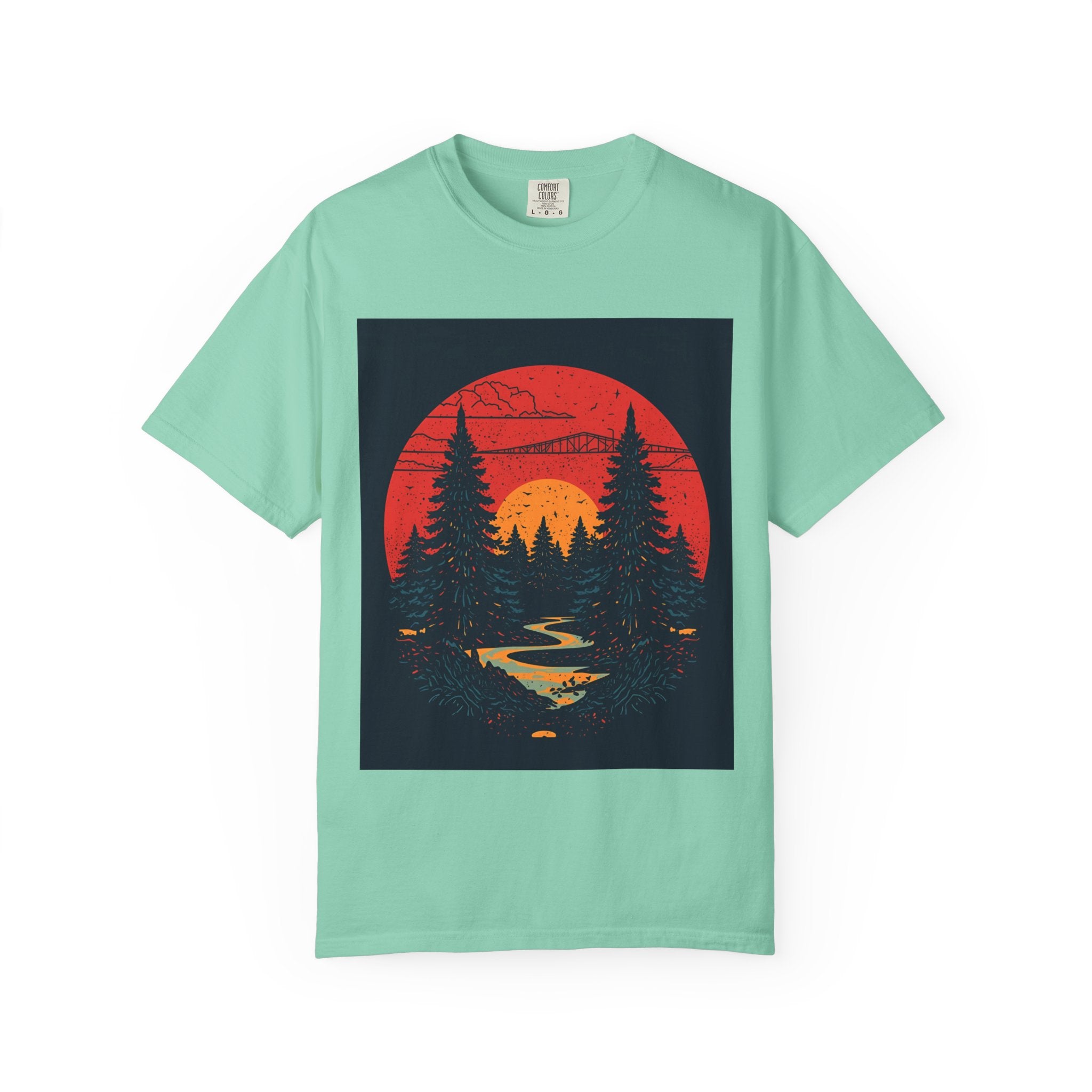 Sunset Forest Unisex Tee, Outdoor Adventure Shirt, Nature Lover Gift, Casual Stylish Top, Fall Fashion T-shirt
