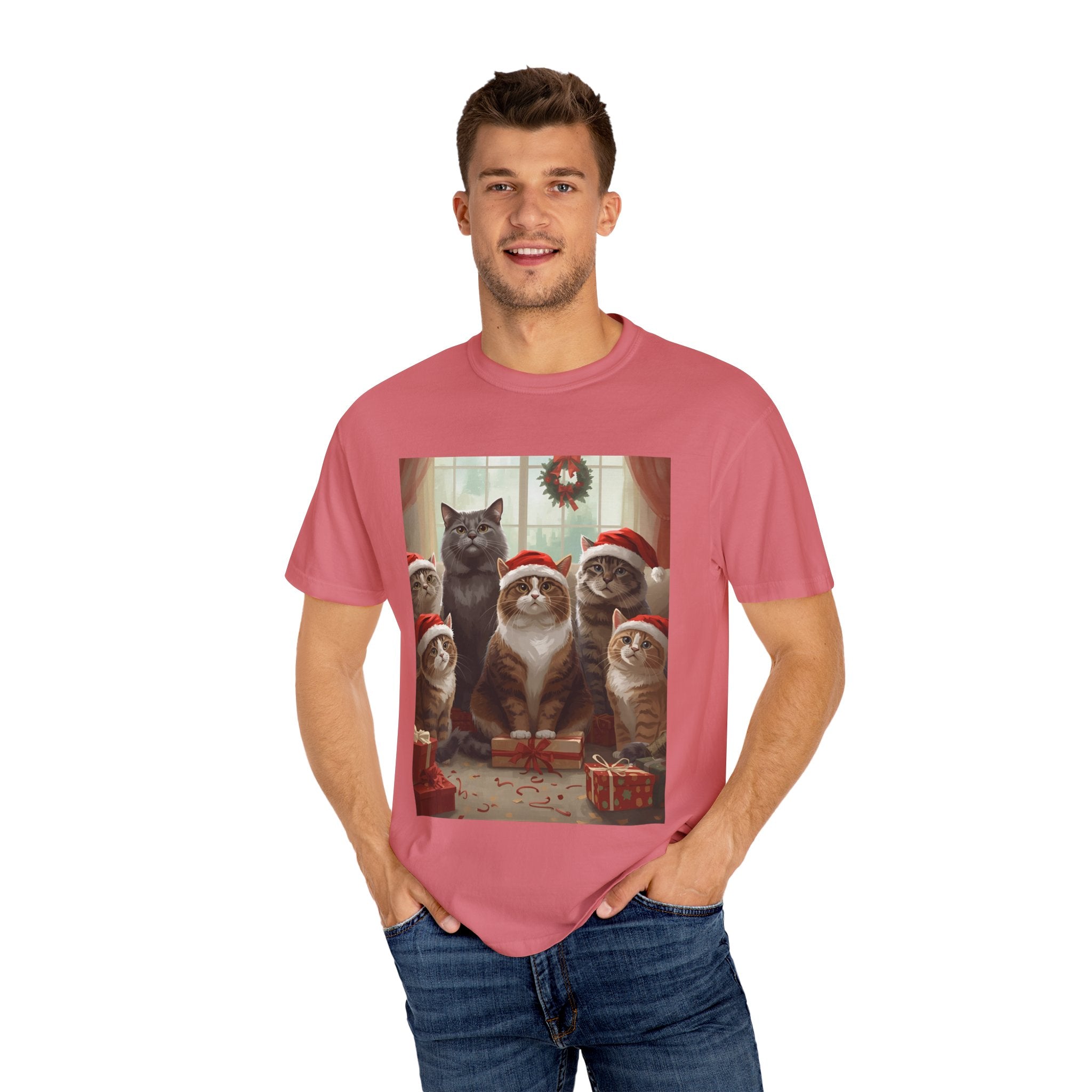 Cute Festive Christmas Holiday Cat T-Shirt, Christmas Gift, Cute Cat Shirt, Unisex Tee, Pet Lover Gift, Cozy Winter Style