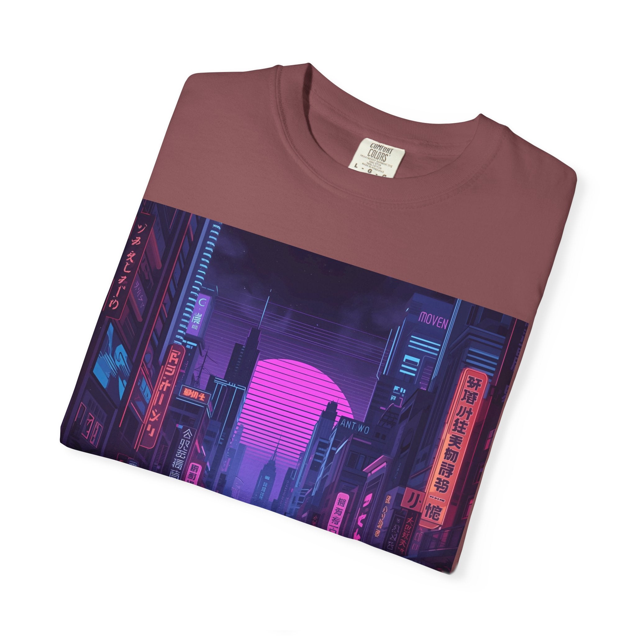 Futuristic Neon Cityscape T-Shirt, Retro Graphic Tee, Unisex Streetwear, Urban Vibe Shirt, Gift for Gamers, Summer Outfit