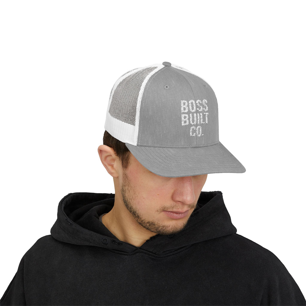 Boss Built Co. Trucker Hat — Vintage Distressed Snapback Cap for Builders & Makers
