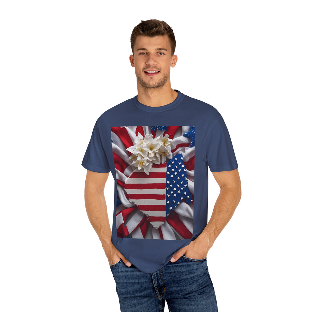 Patriotic Heart T-shirt for Festive Celebrations, 4th of July Apparel, Unisex Graphic Tee, American Pride Shirt, Independence Day Gift
