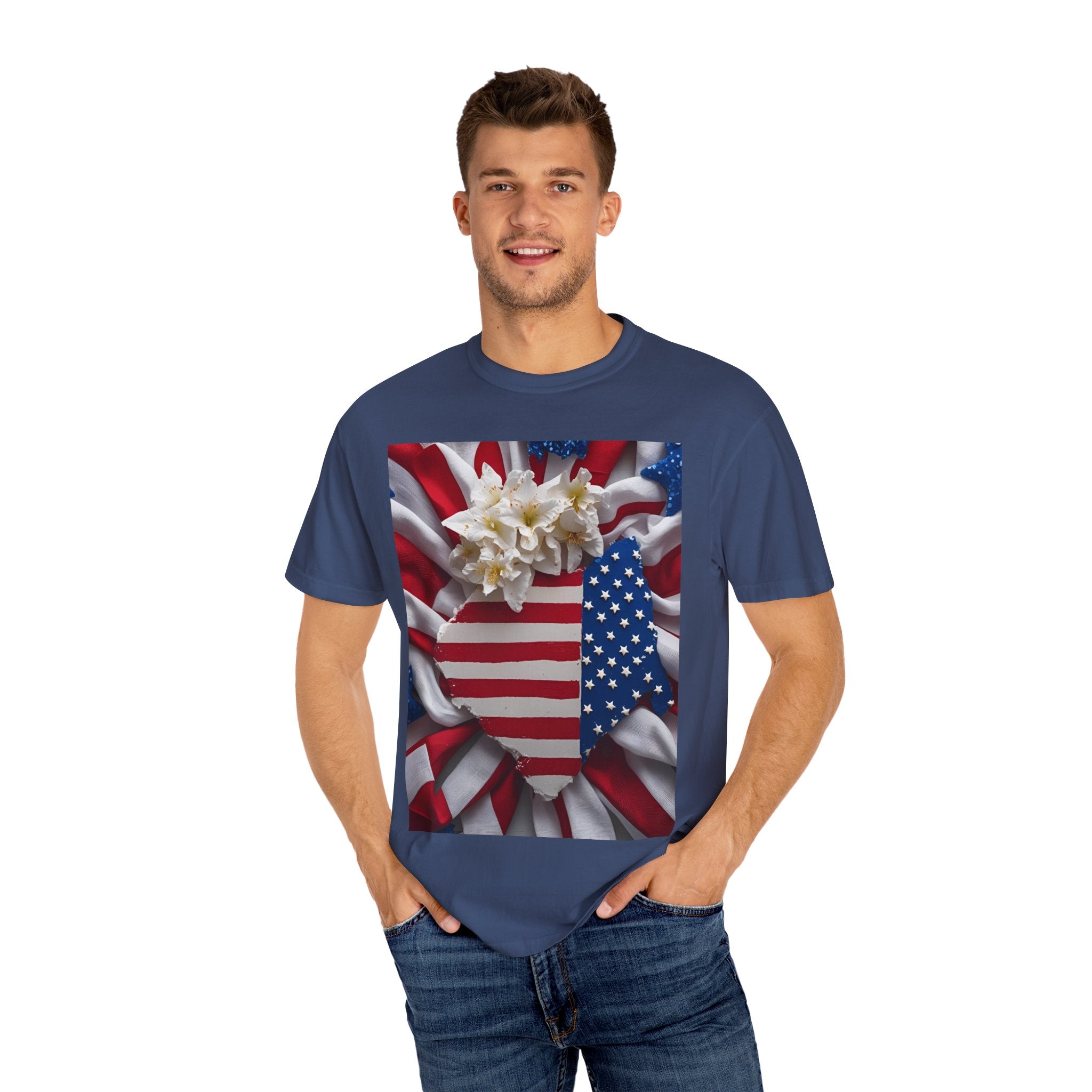 Patriotic Heart T-shirt for Festive Celebrations, 4th of July Apparel, Unisex Graphic Tee, American Pride Shirt, Independence Day Gift