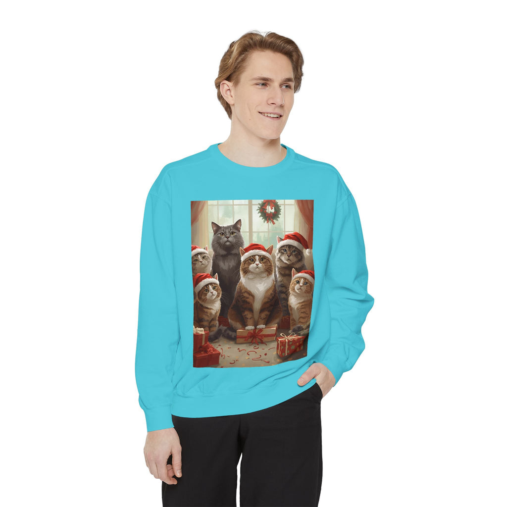 Cozy Holiday Cat Sweatshirt, Festive Sweatshirt for Cat Lovers, Christmas Gift for Pet Owners, Cute Cat Apparel, Winter Wardrobe Essential
