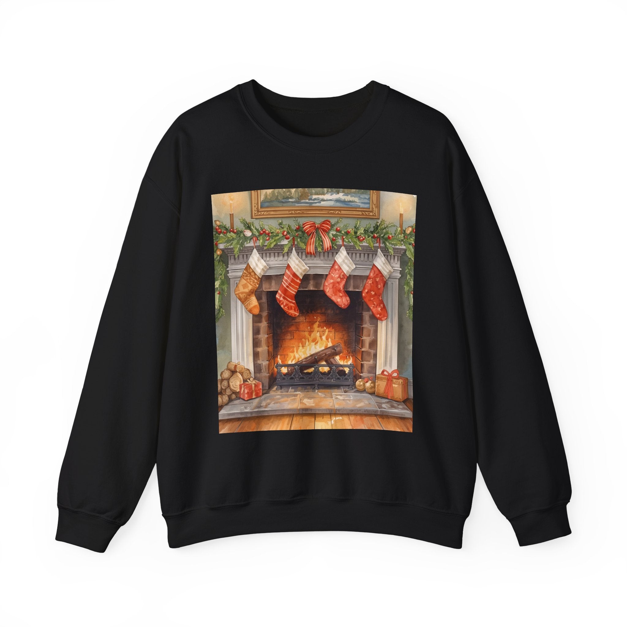 Christmas Stocking Fireplace Unisex Heavy Blend™ Crewneck Sweatshirt