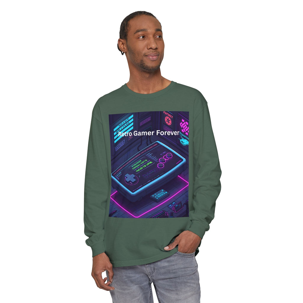 Retro Game Controller Unisex Garment-dyed Long Sleeve T-Shirt