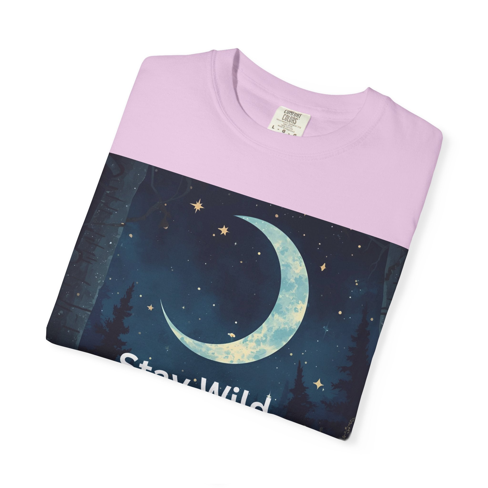 Stay Wild Moon Child Garment-Dyed T-Shirt | Unisex Graphic Tee for Nature Lovers, Boho Style, Gift for Friends, Eco-Friendly Fashion