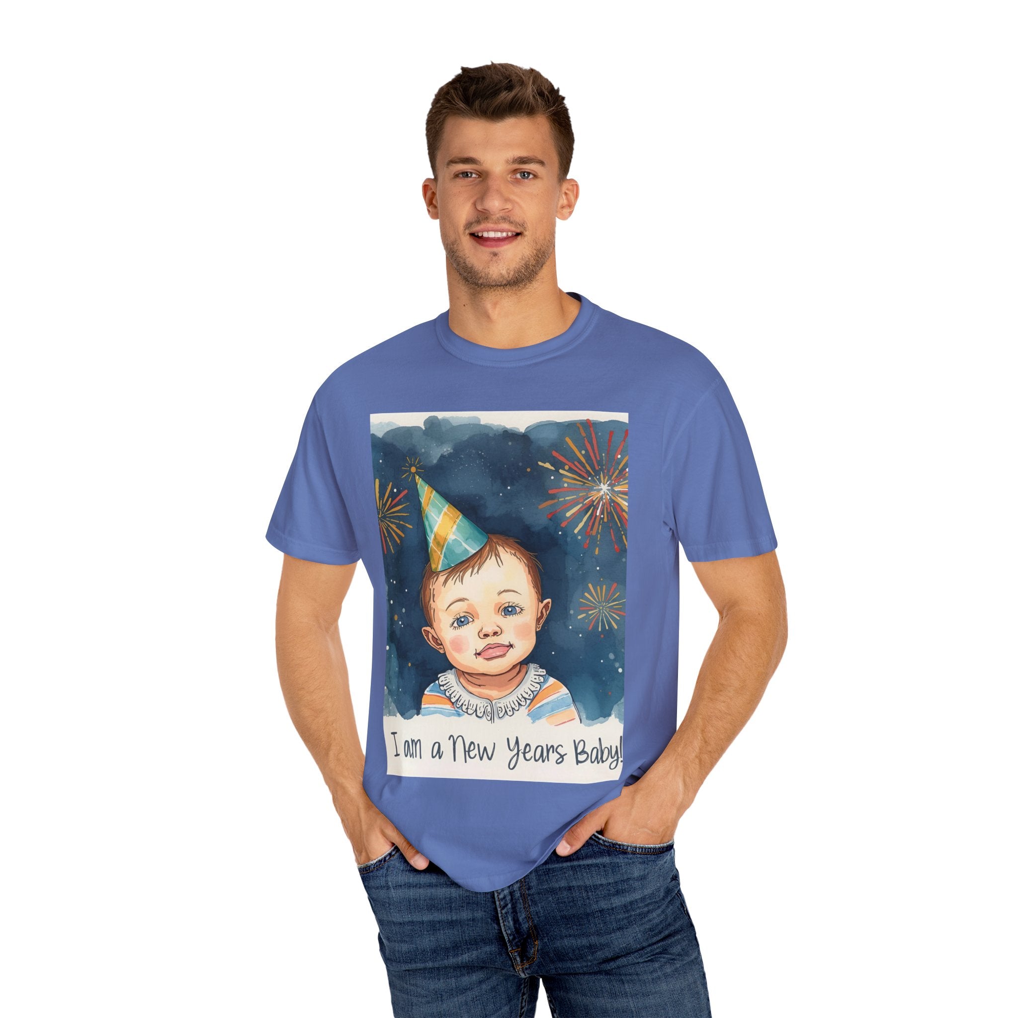 New Year's Baby T-Shirt, Unisex Garment-Dyed Tee, Cute Holiday Shirt, Baby Celebration Apparel, Party Outfit, New Year Gift
