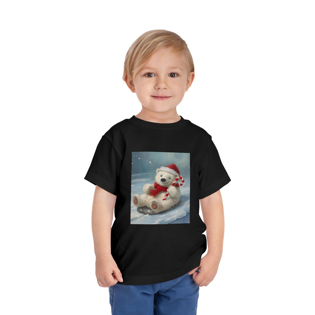 Cute Christmas Bear Toddler Short Sleeve Tee