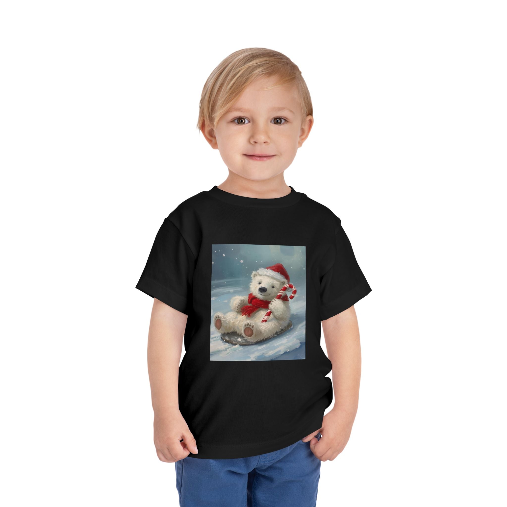 Cute Christmas Bear Toddler Short Sleeve Tee