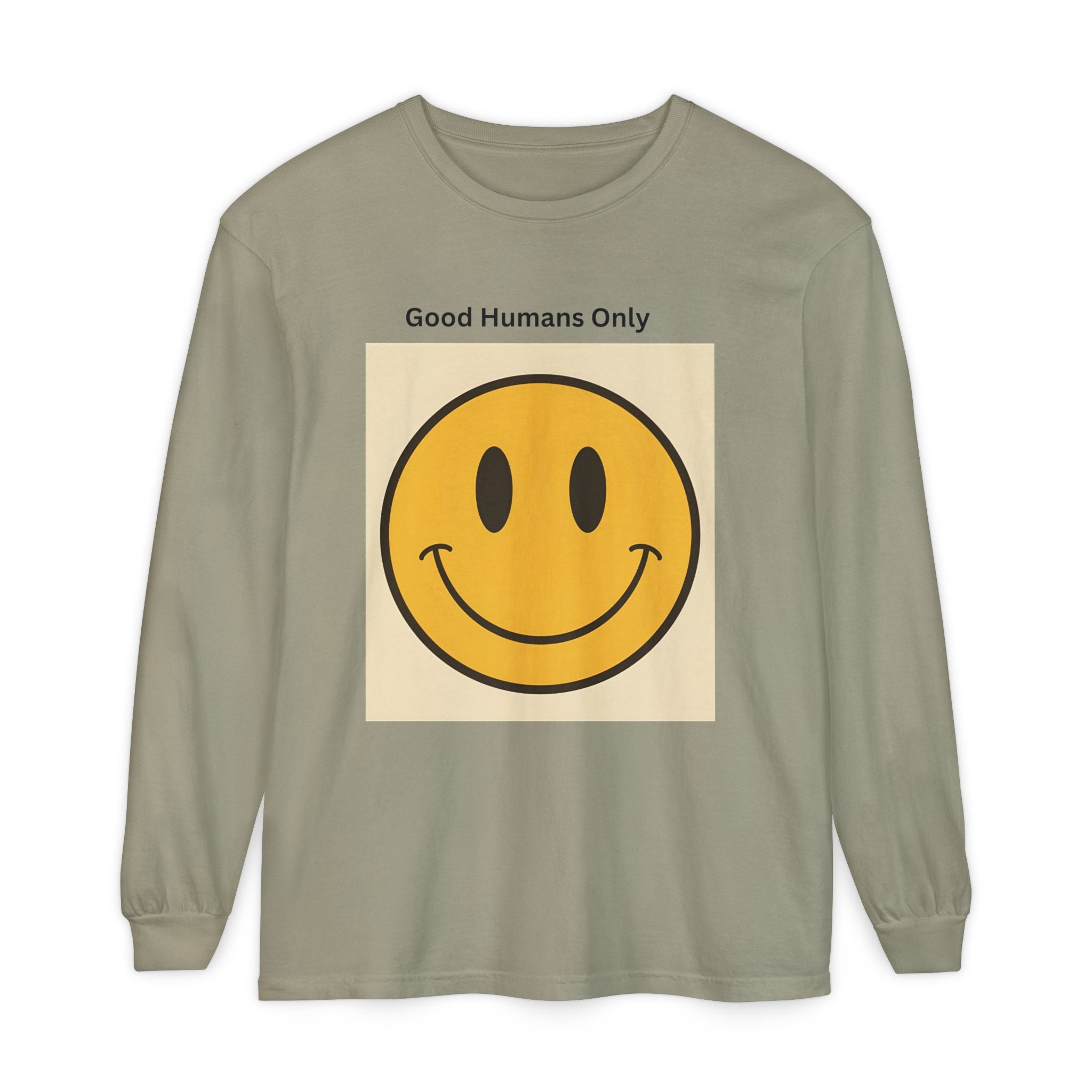 Smiley Face Unisex Garment-dyed Long Sleeve T-Shirt