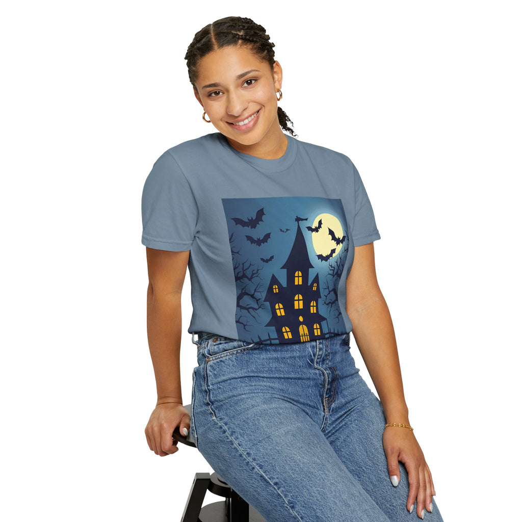 Haunted House T-Shirt, Spooky Halloween Tee, Unisex Shirt, Fall Apparel, Ghostly Graphic Tee, October Celebration Outfit