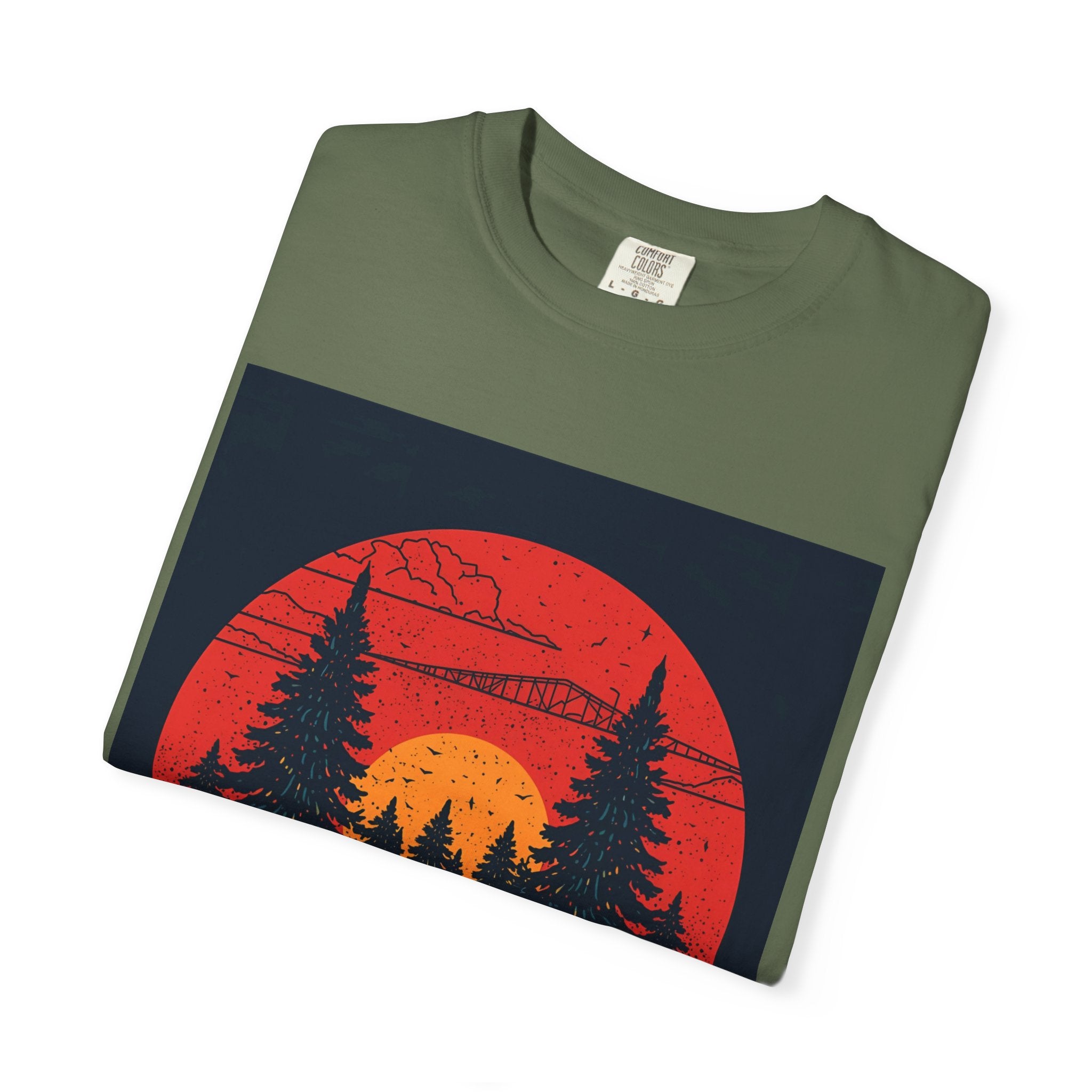 Sunset Forest Unisex Tee, Outdoor Adventure Shirt, Nature Lover Gift, Casual Stylish Top, Fall Fashion T-shirt