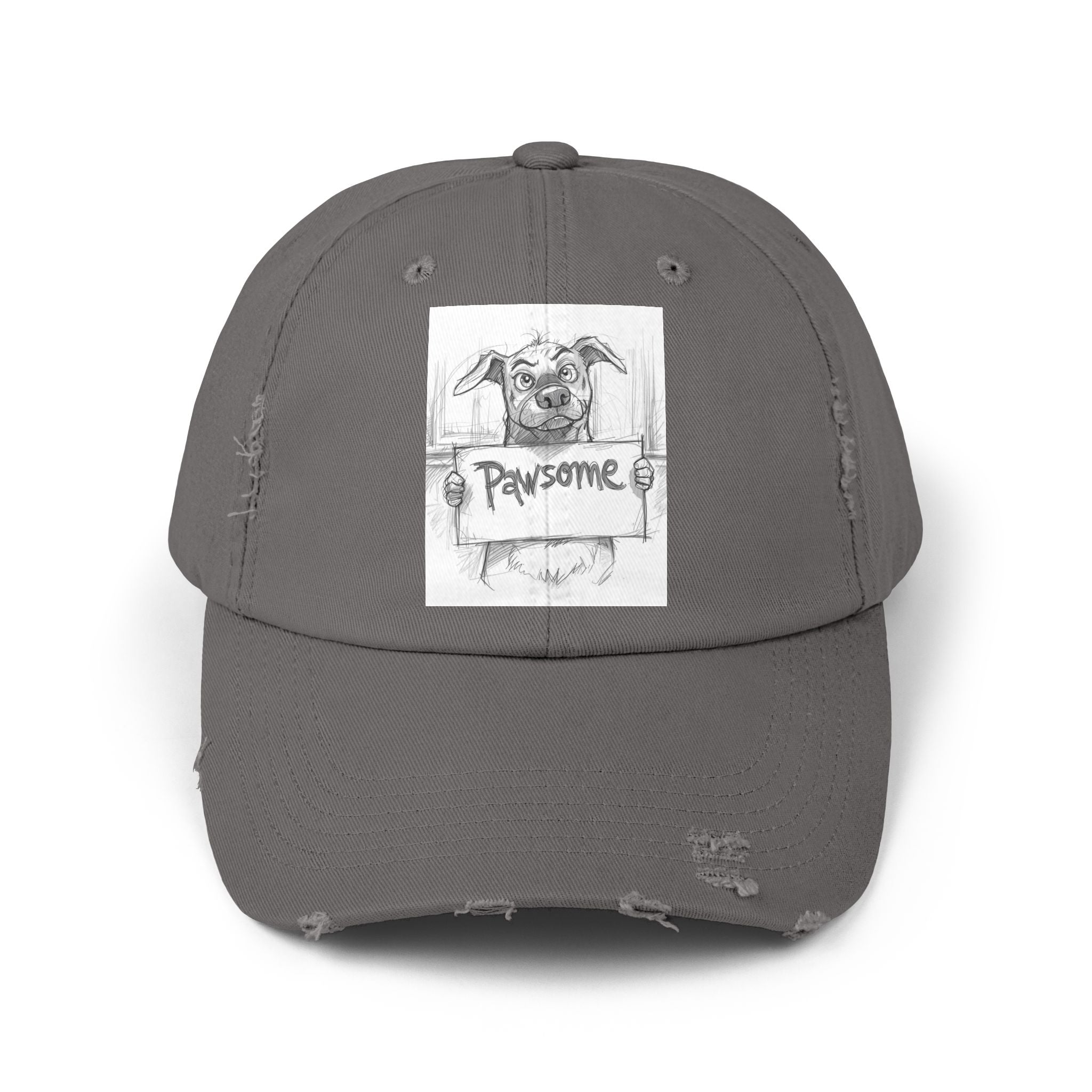 Pawsome Unisex Distressed Cap - Dog Lover Hat, Pet Gift, Casual Wear, Outdoor Accessory, Fun Pet-Themed Cap