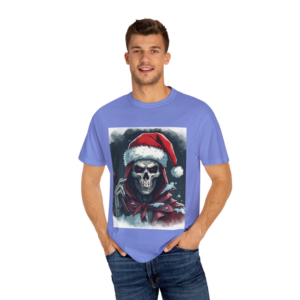 Spooky Santa Skull Graphic T-Shirt - Unisex Holiday Apparel, Christmas Gift, Casual Wear, Graphic Tee, Halloween Shirt