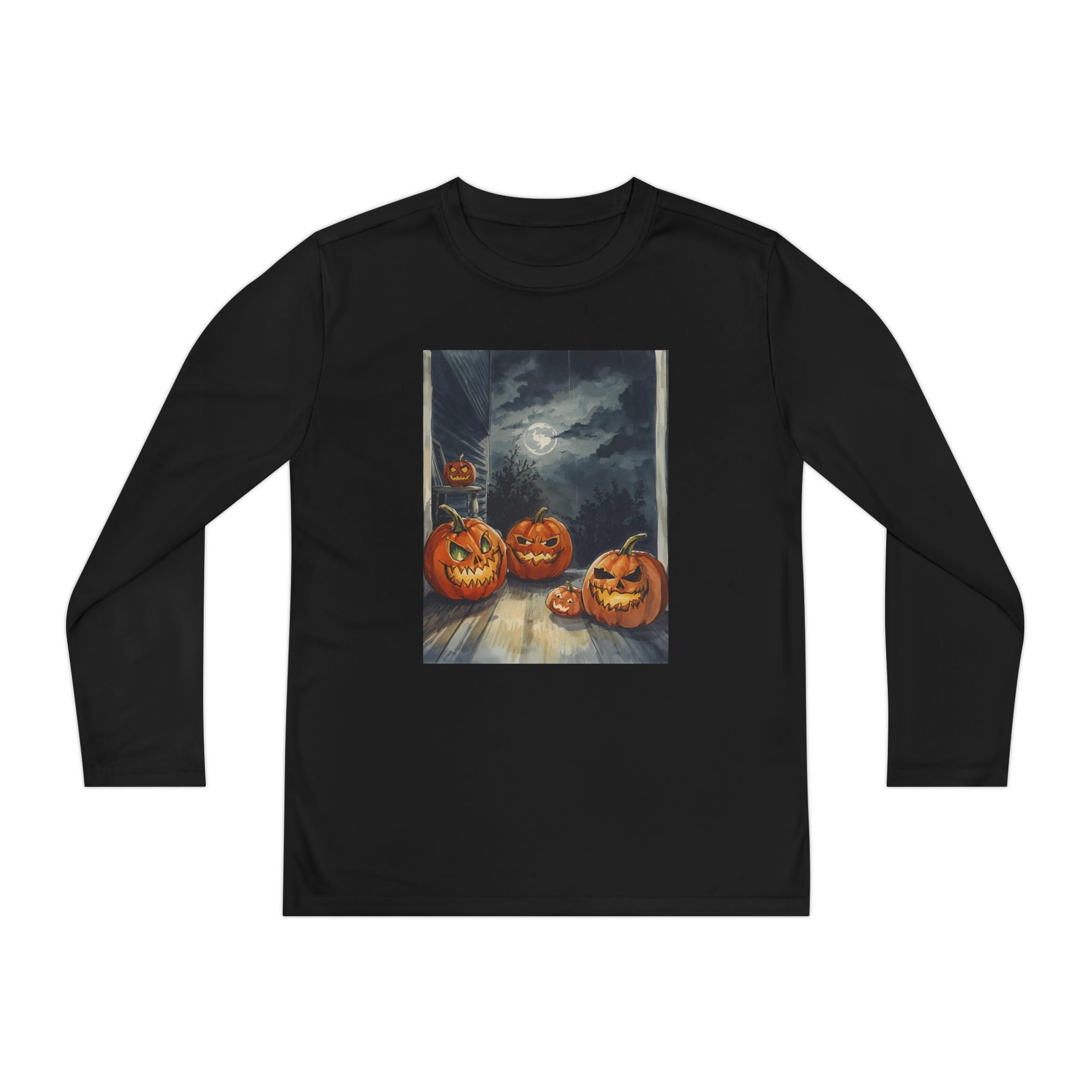 Halloween Pumpkin Spooky Youth Long Sleeve Competitor Tee
