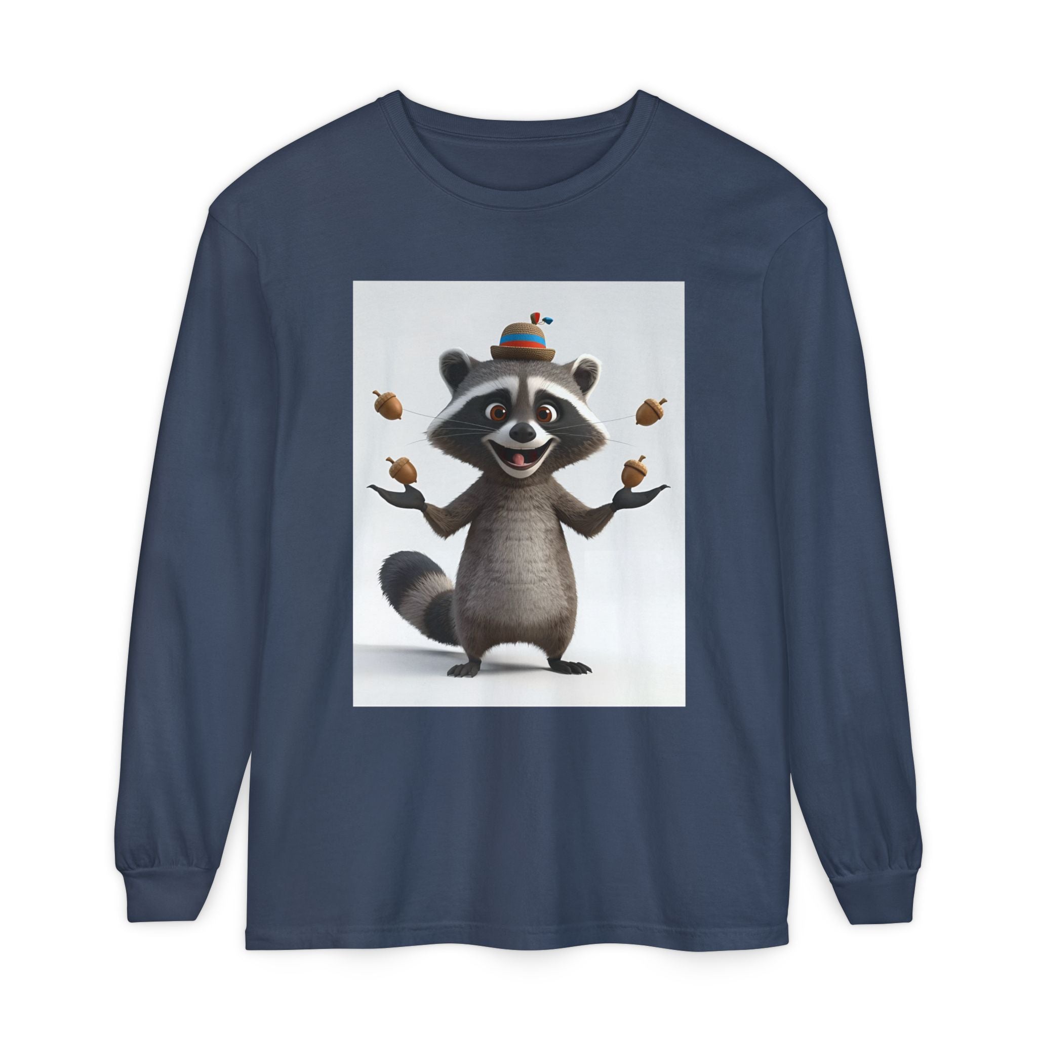 Raccoon Unisex Garment-dyed Long Sleeve T-Shirt