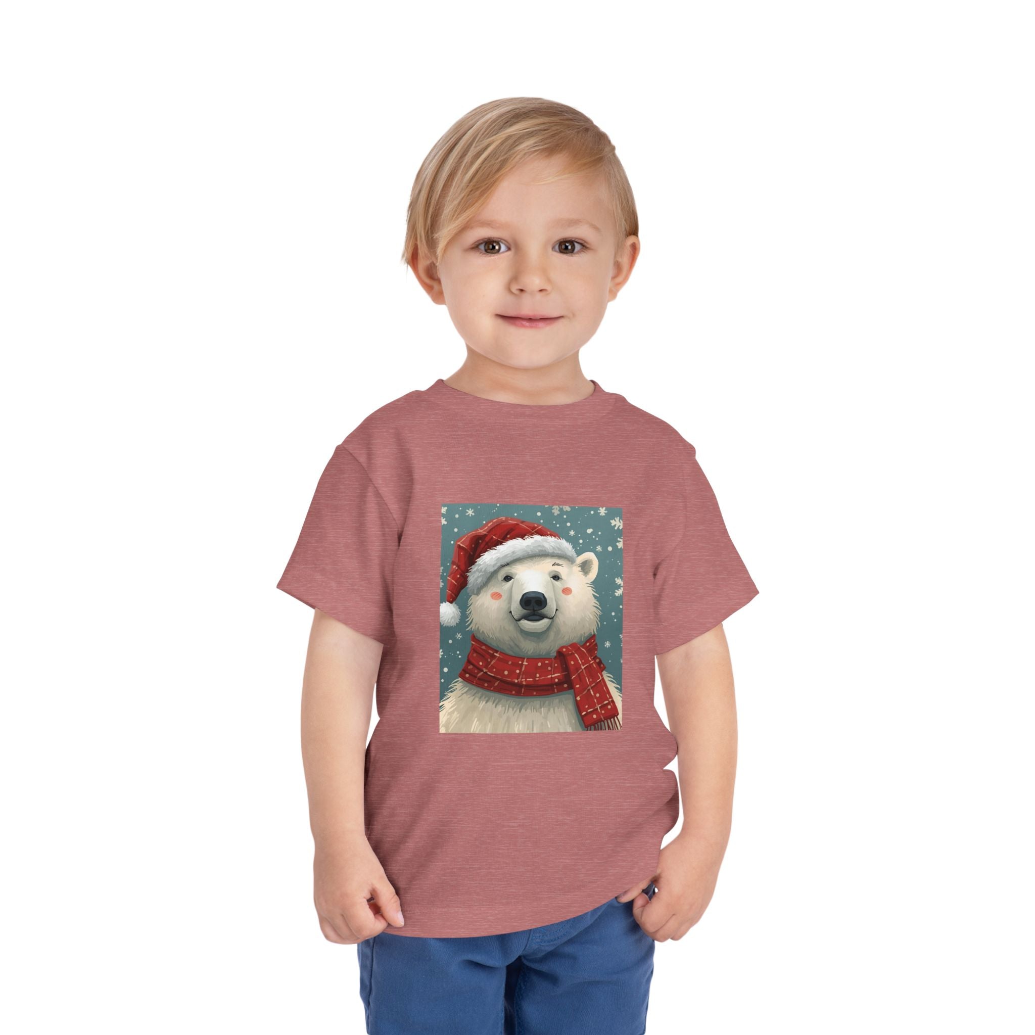 Adorable Holiday Polar Bear Toddler Tee, Christmas Gift, Cute Winter Shirt, Kids Fashion, Seasonal Apparel