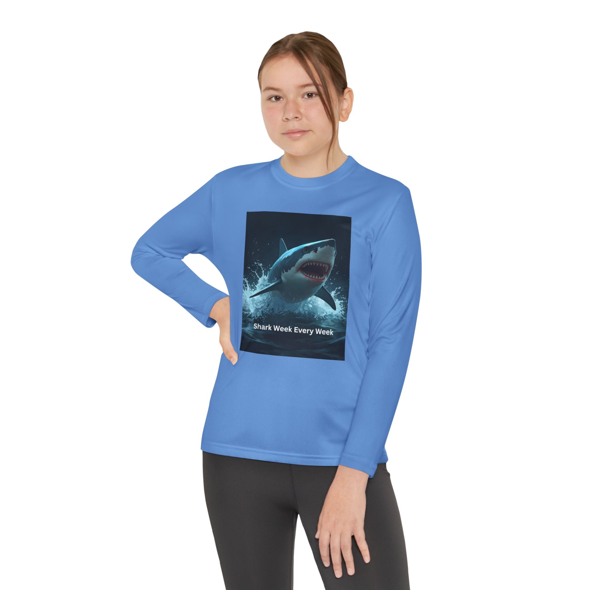 Shark Week Youth Long Sleeve Tee - Funny Ocean Shirt, Kids Gift, Summer Wear, Cool Tee, Swim Shirt, Beach Apparel