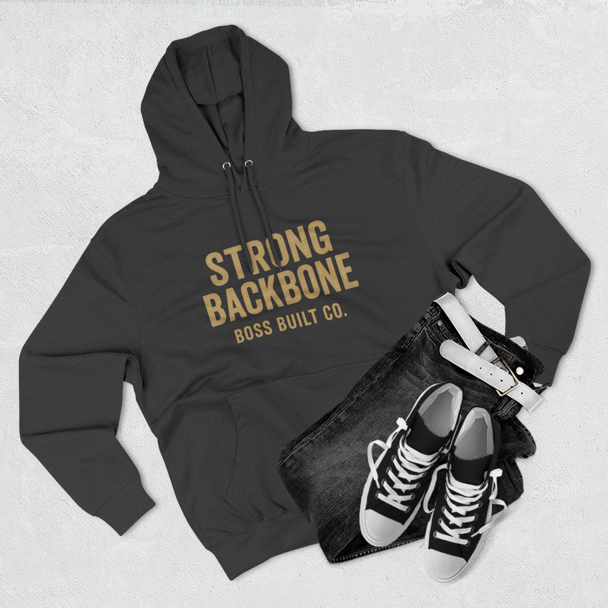 Strong Backbone Hoodie — 'Boss Built Co.' Vintage Fitness Hoodie