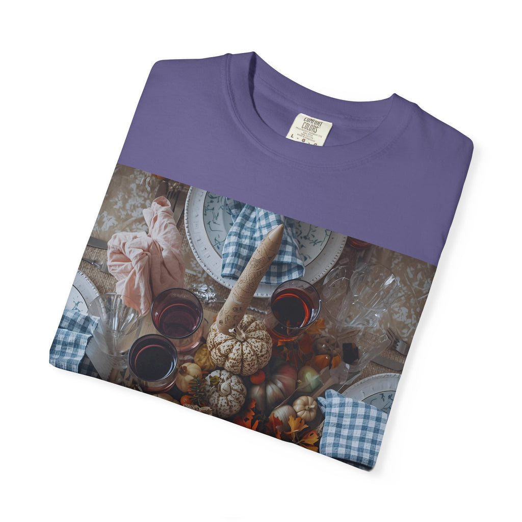 Rustic Gatherings Feast Unisex T-Shirt | Cozy Fall Apparel, Thanksgiving Casual Wear, Gift for Food Lovers, Unique Kitchen Decor, Autumn Gathering Tee