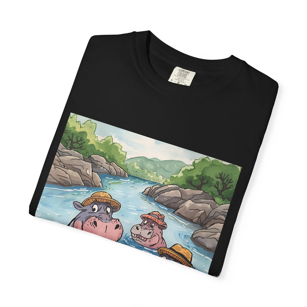 Hippo Adventure Unisex T-Shirt, Cute Animal Tee, Gift for Nature Lovers, Casual Wear, Birthday and Summer Vibe