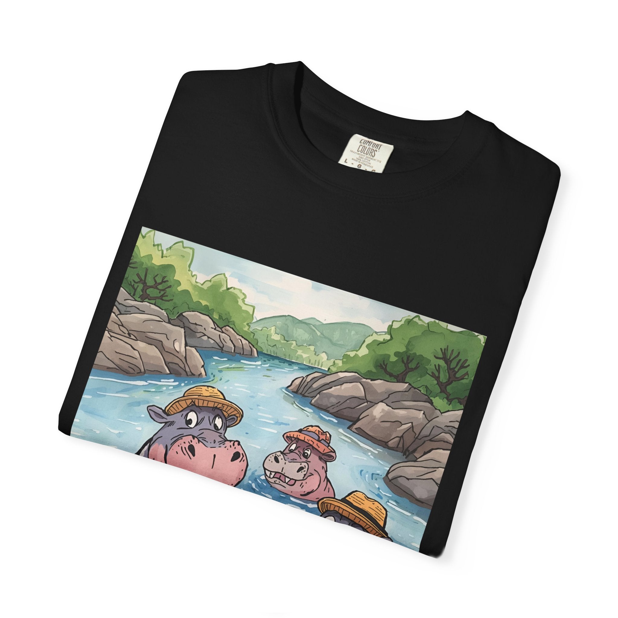 Hippo Adventure Unisex T-Shirt, Cute Animal Tee, Gift for Nature Lovers, Casual Wear, Birthday and Summer Vibe