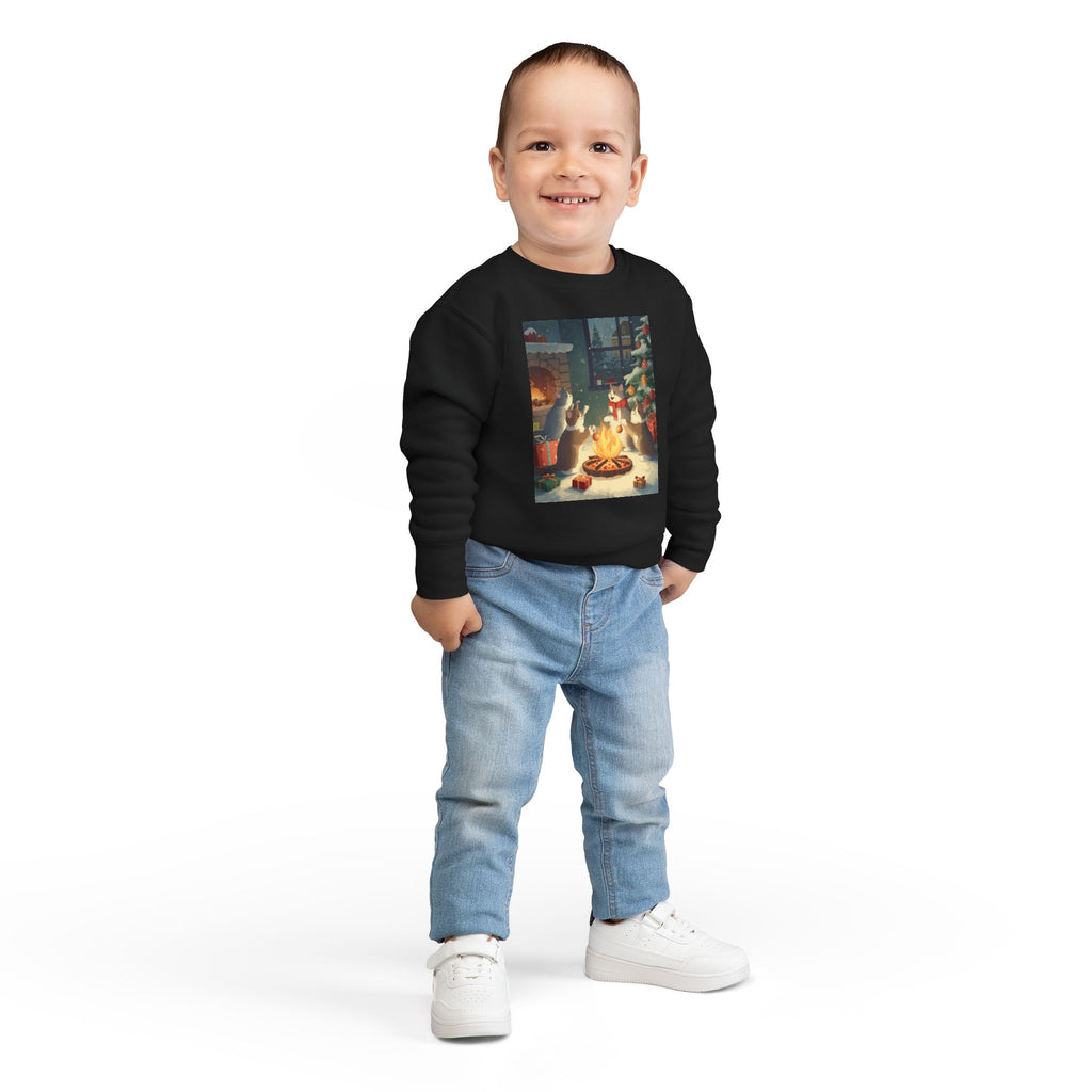 Cozy Holiday Toddler Sweatshirt, Christmas Gift, Cute Cat Design, Winter Apparel, Kids Holiday Clothing, Family Matching
