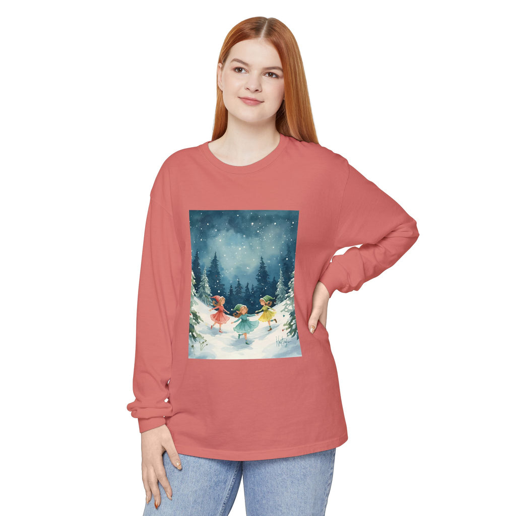Winter Wonderland Long Sleeve T-Shirt, Cozy Graphic Tee, Perfect for Holidays, Gift for Her, Winter Apparel, Seasonal Fashion